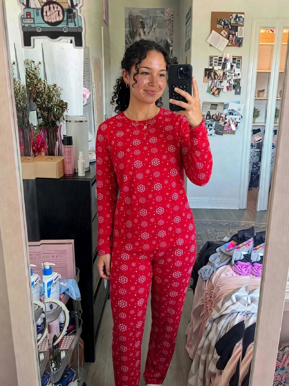 Red Snowflake Two-Piece Pajama Set